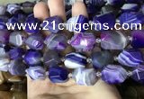 CAA3825 13*17mm - 18*22mm faceted nuggets line agate beads