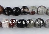 CAA386 15.5 inches 12mm faceted round fire crackle agate beads