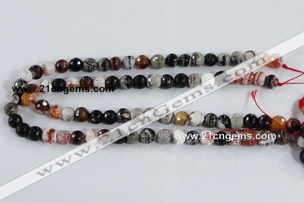 CAA386 15.5 inches 12mm faceted round fire crackle agate beads