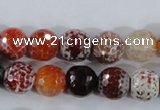 CAA387 15.5 inches 14mm faceted round fire crackle agate beads