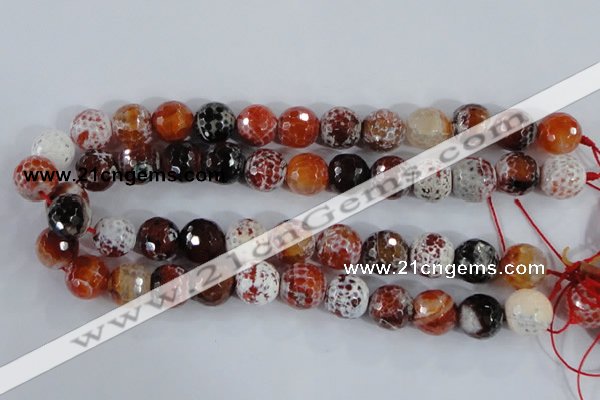 CAA389 15.5 inches 18mm faceted round fire crackle agate beads