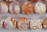 CAA391 15.5 inches 14mm faceted round fire crackle agate beads