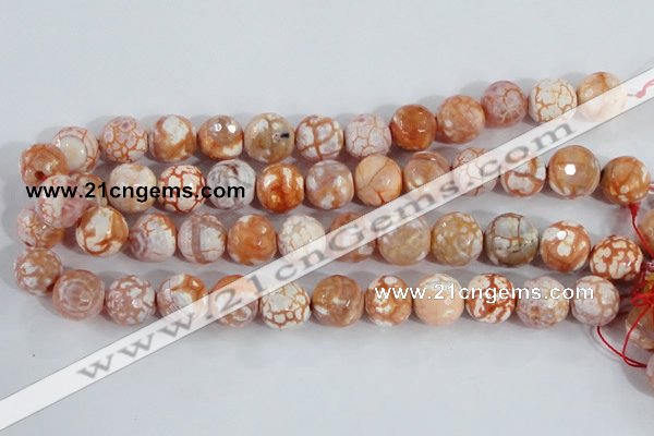 CAA391 15.5 inches 14mm faceted round fire crackle agate beads