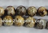 CAA396 15.5 inches 14mm round fire crackle agate beads wholesale