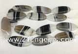 CAA3996 15.5 inches 25*55mm oval line agate gemstone beads