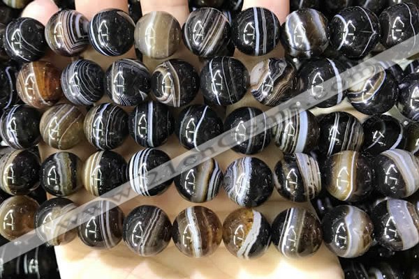 CAA4022 15.5 inches 14mm round line agate beads wholesale