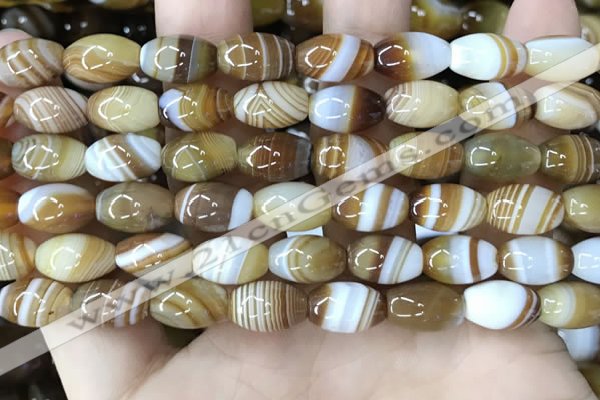 CAA4158 15.5 inches 8*12mm rice line agate beads wholesale