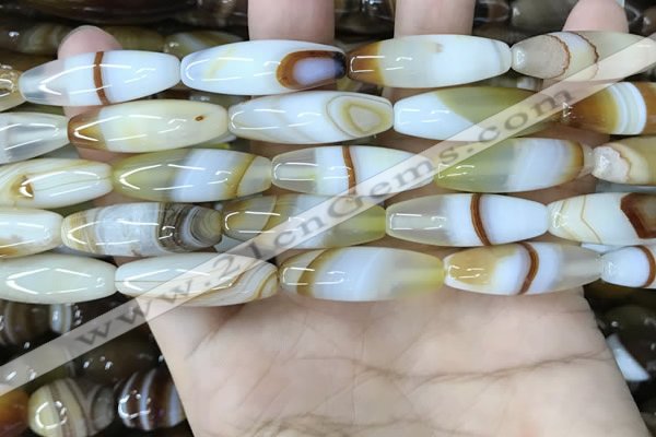 CAA4166 15.5 inches 10*30mm rice line agate beads wholesale