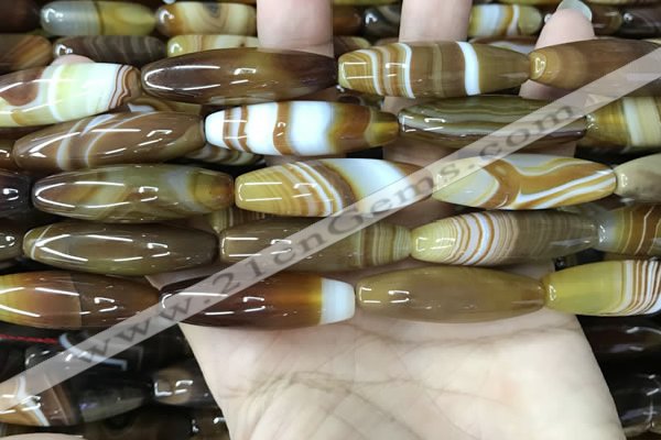 CAA4167 15.5 inches 10*30mm rice line agate beads wholesale