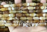 CAA4172 15.5 inches 7*14mm rice line agate beads wholesale