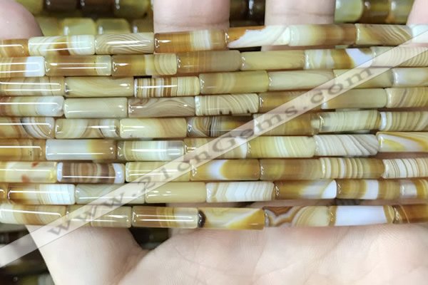 CAA4176 15.5 inches 4*13mm tube line agate beads wholesale