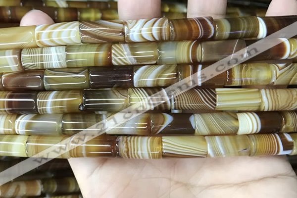 CAA4179 15.5 inches 8*16mm tube line agate beads wholesale