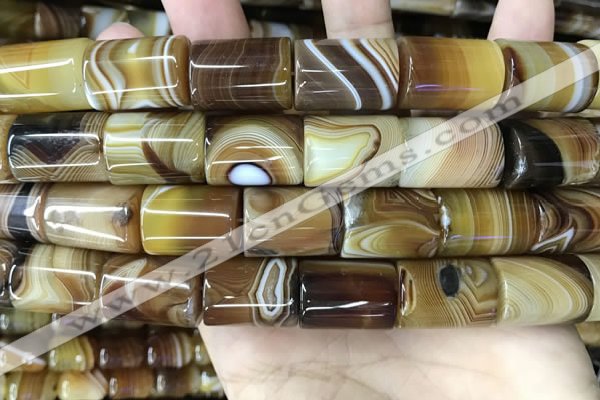 CAA4183 15.5 inches 15*20mm tube line agate beads wholesale