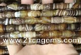 CAA4195 15.5 inches 8*15mm carved drum line agate gemstone beads