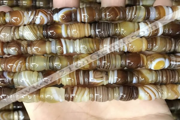 CAA4196 15.5 inches 9*14mm carved drum line agate gemstone beads