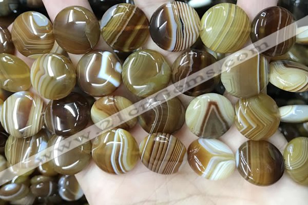 CAA4206 15.5 inches 18mm flat round line agate beads wholesale