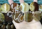 CAA4208 15.5 inches 30mm flat round line agate beads wholesale