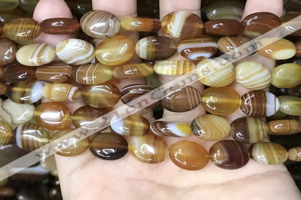 CAA4211 15.5 inches 10*14mm oval line agate beads wholesale