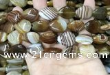 CAA4220 15.5 inches 15*20mm flat teardrop line agate beads wholesale