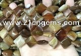 CAA4233 15.5 inches 14*14mm diamond line agate beads wholesale