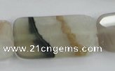 CAA424 15.5 inches 20*40mm faceted rectangle agate druzy geode beads