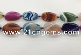 CAA4303 15.5 inches 25*35mm twisted oval line agate beads