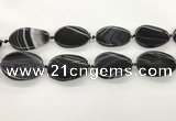 CAA4304 15.5 inches 30*40mm twisted oval line agate beads