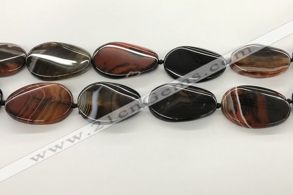 CAA4305 15.5 inches 30*40mm twisted oval line agate beads