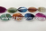 CAA4308 15.5 inches 30*40mm twisted oval line agate beads