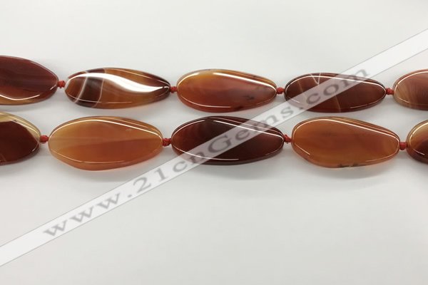 CAA4311 15.5 inches 25*50mm twisted oval line agate beads