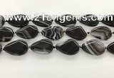 CAA4318 15.5 inches 25*35mm twisted flat teardrop line agate beads