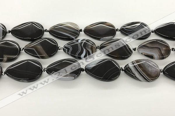 CAA4318 15.5 inches 25*35mm twisted flat teardrop line agate beads