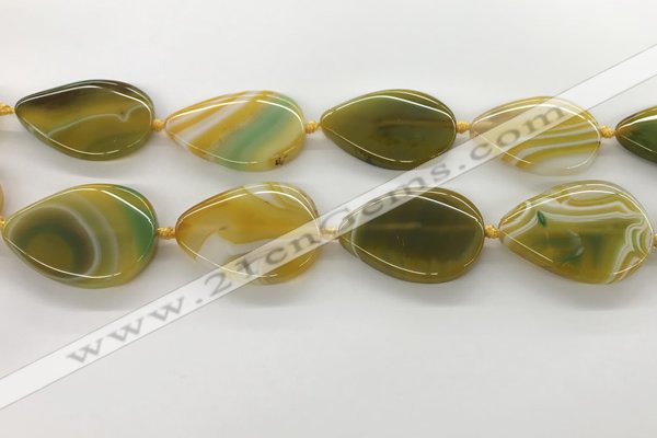 CAA4322 15.5 inches 30*40mm twisted oval line agate beads