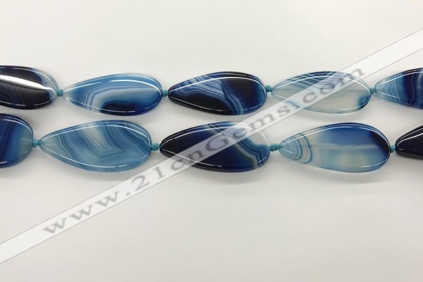 CAA4325 15.5 inches 25*50mm flat teardrop line agate beads