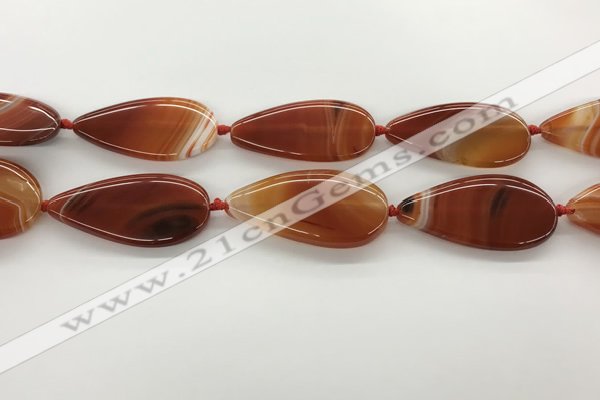 CAA4330 15.5 inches 25*50mm flat teardrop line agate beads