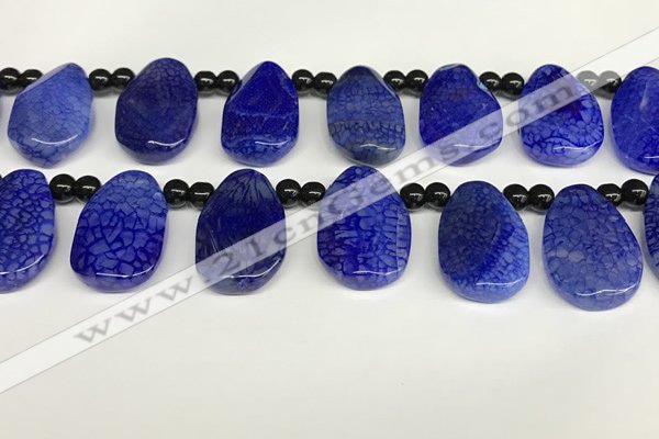 CAA4365 Top drilled 20*30mm freeform dragon veins agate beads