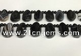 CAA4369 Top drilled 20*30mm freeform black banded agate beads