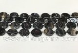 CAA4396 15.5 inches 20mm flat round black banded agate beads