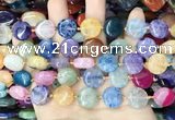 CAA4407 15.5 inches 15mm flat round agate druzy geode beads