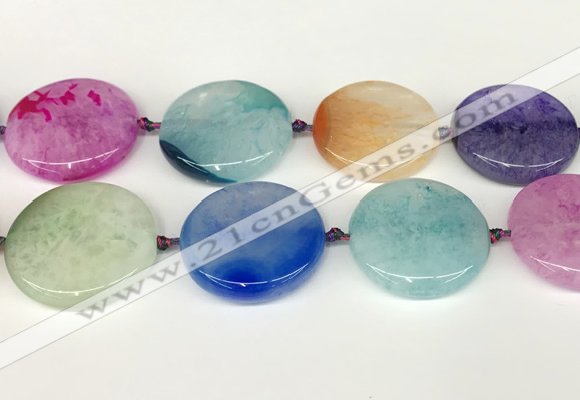 CAA4431 15.5 inches 35mm flat round agate druzy geode beads