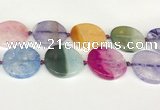 CAA4435 15.5 inches 35mm flat round agate druzy geode beads