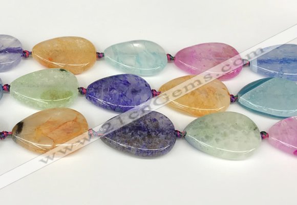 CAA4438 15.5 inches 25*35mm flat teardrop agate druzy geode beads