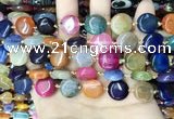 CAA4455 15.5 inches 14mm flat round dragon veins agate beads