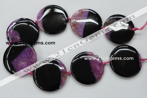 CAA449 15.5 inches 45mm flat round agate druzy geode  beads