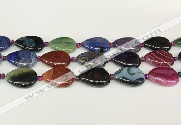 CAA4517 15.5 inches 18*25mm flat teardrop dragon veins agate beads