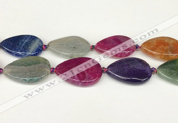 CAA4532 15.5 inches 25*35mm flat teardrop dragon veins agate beads