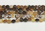 CAA4580 15.5 inches 10mm flat round banded agate beads wholesale