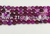 CAA4582 15.5 inches 10mm flat round banded agate beads wholesale