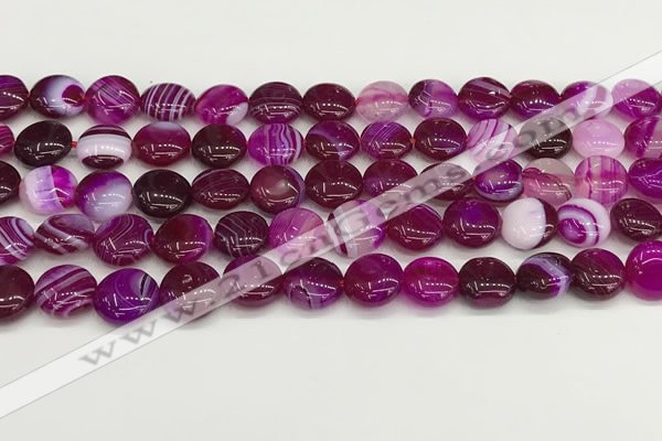 CAA4582 15.5 inches 10mm flat round banded agate beads wholesale