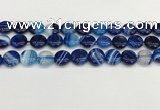 CAA4593 15.5 inches 12mm flat round banded agate beads wholesale